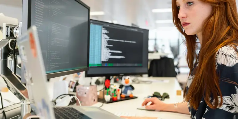 Engineer building an automated workflow on screen