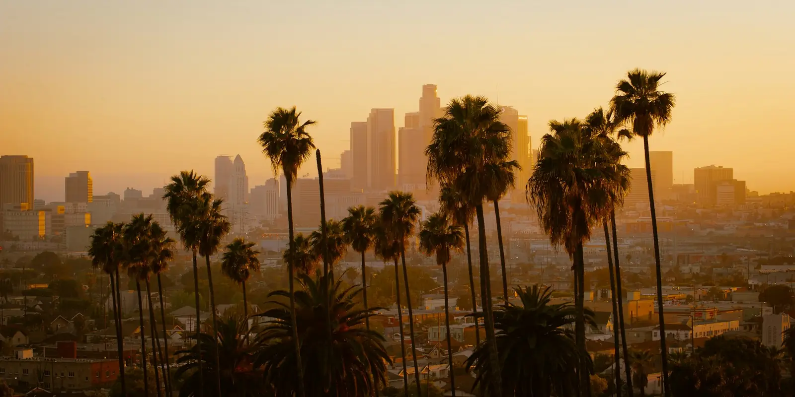 Los Angeles skyline at sunset