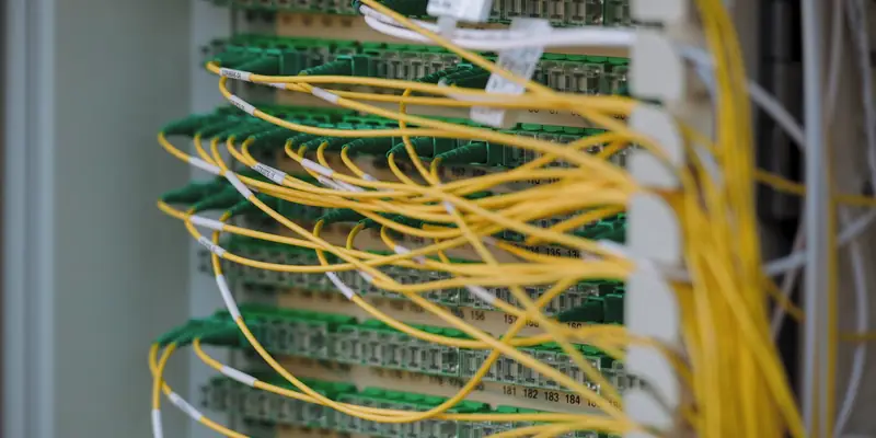 Neatly cabled network servers in a data centre