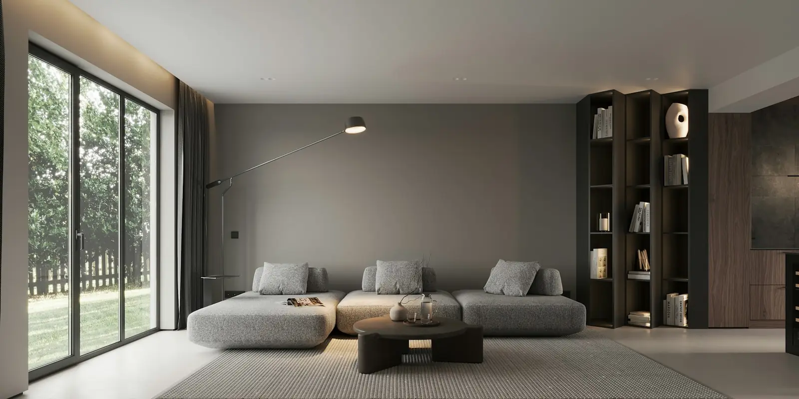 Modern interior-designed living room, Canada