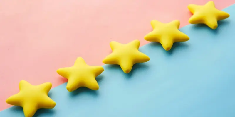 Five gold stars representing customer reviews